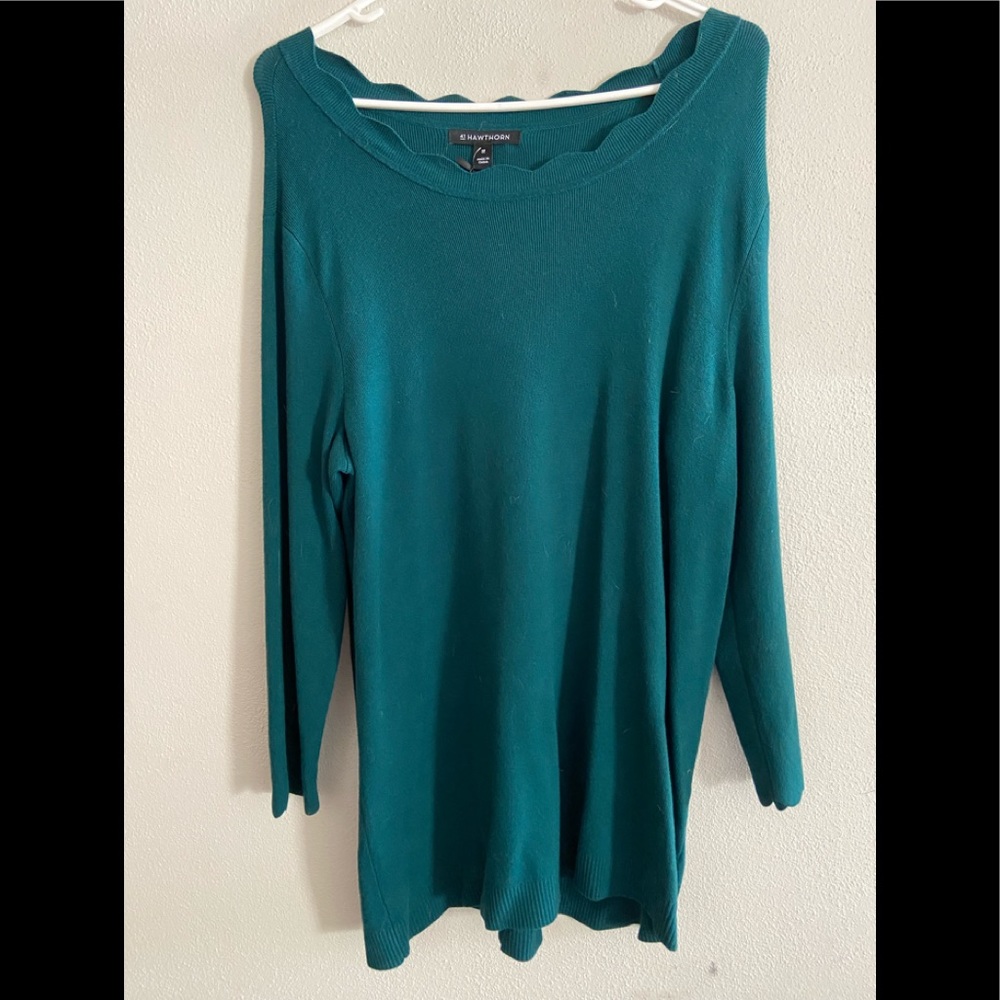 NWT 41 Hawthorn Stitch Fix Seena Scalloped 3/4 Sleeve Pullover Size 2XL